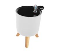 LeeQinersw Maceta Riego Integrado Maceta Ornamental con Pies de Madera Robustos Florero con Visualizador de Agua Y Adecuado para, Blanco 20,5 x 18,5 cm
