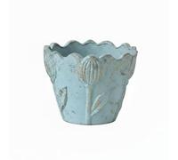 LeeQinersw Macetero Exterior Maceta Jardinera Tiesto Cemento con Drenaje Diseño Flor Embossed Apariencia Europea Adecuado para Balcón Patio Mesa Decoración Verde, Azul