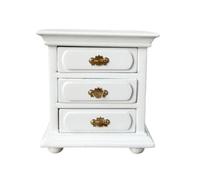 LeeQinersw Mini Armario Miniatura de Noche Mueble de Casa de Muñecas Cómoda con Cajones Construcción de Madera con Tiradores Metálicos Adecuado para DIY, Cajonera Blanca con Tiradores Estilo Fu