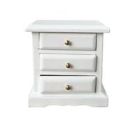 LeeQinersw Mini Armario Miniatura de Noche Mueble de Casa de Muñecas Cómoda con Cajones Construcción de Madera con Tiradores Metálicos Adecuado para DIY, Cajonera Blanca con Tiradores Redondos