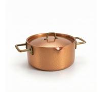 LeeQinersw Olla de Cobre Hecha a Mano Cazo Cazuela con Tapa Martillada y Vertedor Asas Laterales Adecuada para Arroz y Pasta Uso Diario en Cocina y Mesa Apta