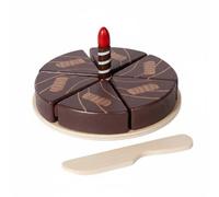 LeeQinersw Pastel de Juguete de Madera Pastel Cumpleaños Rebanable Tarta Infantil para Cortar Set de Comida Favorece Interacción Padre Hijo Adecuado para Fiestas de rol Hogar , Marrón