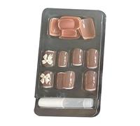 LeeQinersw Press On Nails Set de Uñas Falsas Francesas Completas Adhesivas Reutilizables Y Pegamento Diseño con Moño Delicado Adecuado para Mujeres Niña, color desnudo