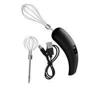 LeeQinersw r Eléctrico Espumador de Leche Multifunción con Cabezales Desmontables Sumando Practicidad al de Huevos Mezclador Recargable USB y Cinco, Negro, Individual