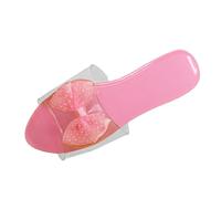 LeeQinersw Sandalias de Gel para Niñas Zapatos Princesa Tacones Niña Decoración de Lazo Material PP Adecuado para Fiesta de Disfraces Jugar a Vestirse Cumpleaños, Rosa