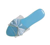 LeeQinersw Sandalias de Gel para Niñas Zapatos Princesa Tacones Niña Decoración de Lazo Material PP Adecuado para Fiesta de Disfraces Jugar a Vestirse Cumpleaños, Azul