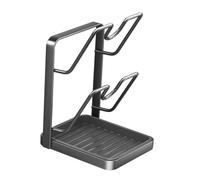 LeeQinersw Soporte para Tapas Reposacucharas Estante para Cubiertas de Ollas Organizador Multifuncional con Bandeja Antigoteo Resistente Al para Co, Gris de 2 Niveles, tal como se describe