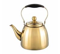 LeeQinersw Tetera de Acero Inoxidable Tetera Hervidor Cafetera Jarra con Integrado y Mango Termoaislante Apta para Cocina de Inducción Gas Eléctrica y, Dorado, 1500ML