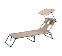 LeeQinersw Tumbona Plegable Reclinable Portátil Silla de Sol Ajustable con Respaldo Regulable Oxford 600D y Marco de Hierro Cama, Gris Oscuro, Plegable, 3 Ajustes, Ampliado, Sin Toldo