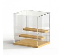 LeeQinersw Vitrina Acrílica para Exponer Figuras Coleccionables con Base de Madera Estantes Multinivel y Cubierta Transparente para , Modelo Promocional De Tres Capas De Madera Maciza Escalonada