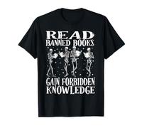 Leer Banned Book Lover Esqueleto Lectura Bibliotecaria Camiseta