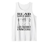 Leer Banned Book Lover Esqueleto Lectura Bibliotecaria Camiseta sin Mangas