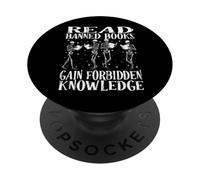 Leer Banned Book Lover Esqueleto Lectura Bibliotecaria PopSockets PopGrip Adhesivo