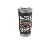 Leer en lugar de curar lindo amante de los libros de mapache Vaso térmico de acero inoxidable de doble pared