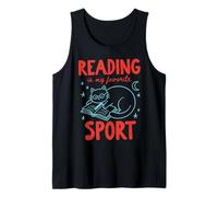 Leer es mi Deporte Favorito Lindo Amante de los Libros Gato Doodle Camiseta sin Mangas