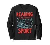Leer es mi Deporte Favorito Lindo Amante de los Libros Gato Doodle Manga Larga