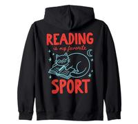 Leer es mi Deporte Favorito Lindo Amante de los Libros Gato Doodle Sudadera con Capucha