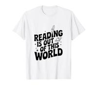Leer es un Amante de los Libros espaciales Fuera de Este Mundo Camiseta gráfica económica, Hombre, Blanco, XL