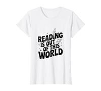 Leer es un Amante de los Libros espaciales Fuera de Este Mundo Camiseta gráfica económica, Mujer, Blanco, S
