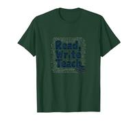 Leer, Escribir, enseñar: educadores inspiradores y Amantes de los Libros Camiseta, Hombre, Verde Bosque, M