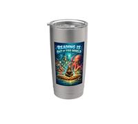 Leer está fuera de este mundo Espacio Divertido Amante de los libros Vaso térmico de acero inoxidable de doble pared
