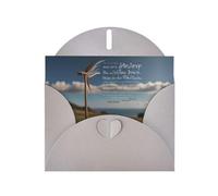 Leer la página con texto en inglés «The wind blows», tarjeta navideña de papel gris nacarado con sobre. Adecuado para deseos de cumpleaños, bodas, felicitaciones y condolencias.