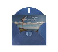 Leer la página con texto en inglés «The wind blows», tarjeta navideña de papel nacarado azul con sobre. Adecuado para deseos de cumpleaños, bodas, felicitaciones y condolencias.