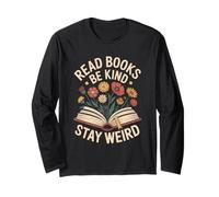 Leer Libros Be Kind Stay Weird Floral Book Lover Manga Larga