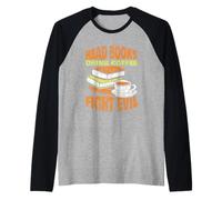 Leer Libros Bebe Café Lucha contra El Mal Lector Lectura Camiseta Manga Raglan