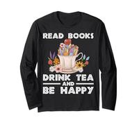 Leer libros Bebe té Sé feliz leyendo Entusiastas del conocimiento Manga Larga