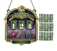 Leer libros de este año - 15 x 12 cm Placa de visualización de libro de mesa grande con 30 matrículas, contador de lectura para el hogar, biblioteca, oficina, cama. Términos de búsqueda: mesa de