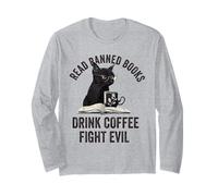 Leer Libros Prohibidos Beber Café Lucha Mal Gato Negro Manga Larga