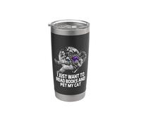 Leer libros y acariciar a mi gato Bookworm Reading Book Lover Vaso térmico de acero inoxidable de doble pared