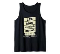 Leer más l Lee Más Preocúpate Menos Frase Español Camiseta sin Mangas