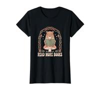 Leer más Libros Maestro del Mes Nacional de la Lectura de Camiseta gráfica económica, Mujer, Negro, L