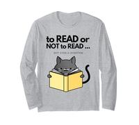 Leer o no un Gato Divertido Leyendo un Libro Misterioso Acogedor Manga Larga