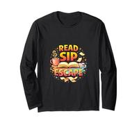Leer Sip Escape Cozy Book Lover Reading Mood Manga Larga
