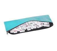 Leere Mahjong Tasche blau amerikanisch mit Reißverschluss Transport Aufbewahrung für Standard Steine robust Etui Schutz Organizer Spiel Set Ordnungssystem langlebig tragbar Reise Brettspiel Zubehör