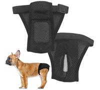 LeerKing 2 Paquetes Bragas Perras Menstruales con 6 Toallas Sanitarias Menstruales Malla Lavable Calzoncillos Higiénicos Reutilizables para Perros Negro M