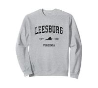 Leesburg Virginia VA Diseño Deportivo Vintage Estampado en Negro Sudadera