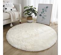 Leesentec Alfombras de área Alfombras de Dormitorio Redondo Sala de Estar Antideslizante Alfombra Suave y esponjosa Alfombras de Piso peludas Grandes para Pasillo (Blanco, 160cm)