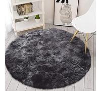 Leesentec Alfombras de área Alfombras de Dormitorio Redondo Sala de Estar Antideslizante Alfombra Suave y esponjosa Alfombras de Piso peludas Grandes para Pasillo (Negro/Gris, 160cm)