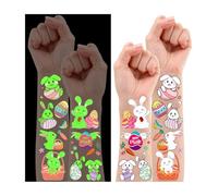 Leesgel Pascua Tatuajes Temporales Niños, 10 Hojas Luminoso Pegatinas Decorativas Conejo Huevos Pascua para Decorar, Detalles Regalos Cumpleaños Niños Colegio Relleno Sorpresa Juguetes