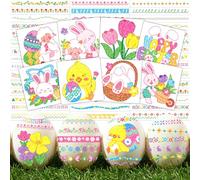 Leesgel Tatuajes de decoración de huevos de Pascua, 16 hojas, 88 unidades, tatuajes temporales para huevos de Pascua, pegatinas decorativas autoadhesivas y tatuajes infantiles