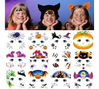 Leesgel Tatuajes Halloween Niños, 12 Tatuajes Temporales para MaquillajeHalloween，Accesorios para Disfraz de Zombi, Vampiro o Monstruo