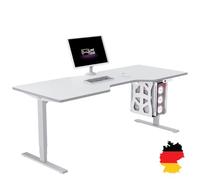 LeetDesk Mesa profesional para videojuegos en blanco - escritorio eléctrico regulable en altura - escritorio para ordenador - ergonómico - minimalista - 200 x 80 cm - cabina