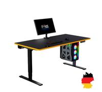 LeetDesk Mesa profesional para videojuegos en color negro y naranja - Escritorio eléctrico regulable en altura - Escritorio para ordenador - Ergonómica - Minimalista - 160 x 80 cm