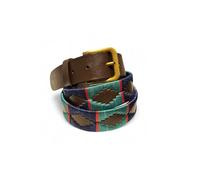 LeeToro Cinturón argentino hecho a mano de cuero cinturón hombre mujer premium unisex marrón bordado diseñador polo cuero cinturón gaucho hebilla estilo antiguo, Azul Marino Y Turquesa, S= 80, 85, 90