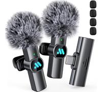 Leettus 2 micrófonos inalámbricos Lavalier para iPhone 15/16/grabación de video Android, mini micrófono para transmisión en vivo de juegos, entrevistas, YouTube, TikTok, Vlog