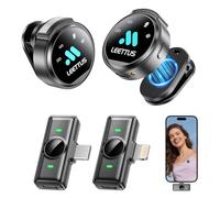 Leettus 2 mini micrófonos de receptores duales verdaderos para iPhone/Android con cancelación de ruido DSP, clip magnético y 18H, micrófonos inalámbricos Lavalier para creadores de contenido, TikTok